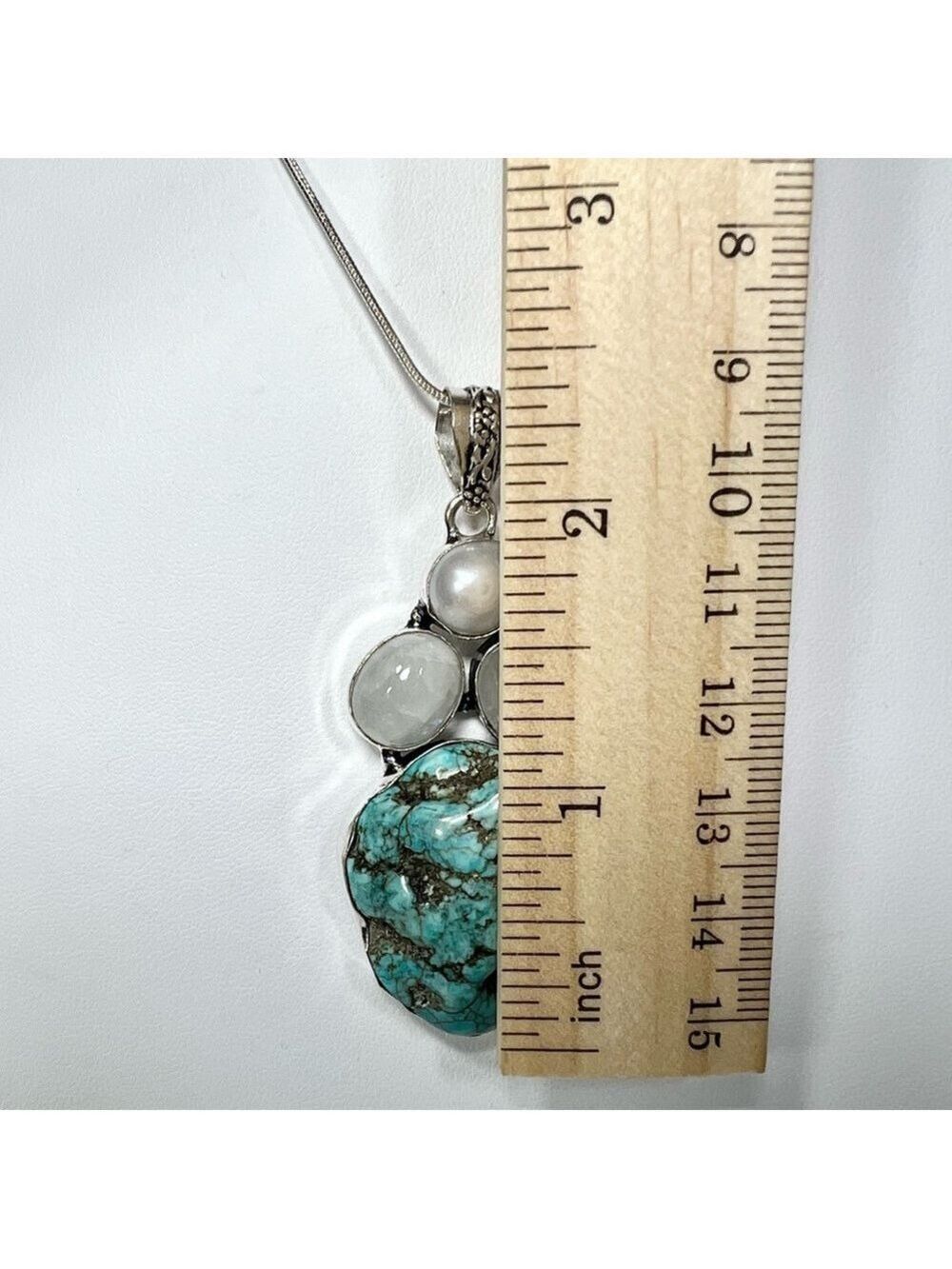 Rough Turquoise Moonstone 925 Gemstone Pendant ONLY - Picture 4 of 6